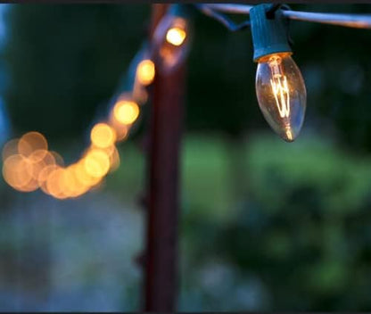 C9 Clear Vintage Outdoor String Lights with 26 C9 Clear Glass Bulbs, 25Ft Hanging Roofline Lights for Outdoor Christmas Tree Party Backyard Wedding Decor - Green
