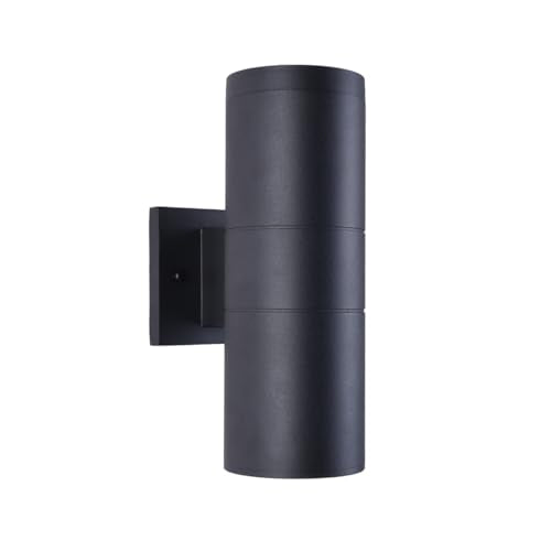 mirrea 12" Modern Outdoor Porch Light in 2 Lights, Matte Black, 1 Pack