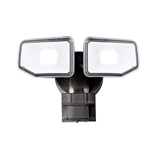 40W LED Security Lights Motion Sensor Light Outdoor, 180 Degree, 4000 LM, 5000 K, ETL Water Resistant, Clear 2 Head Motion Detector Flood Light for Garage, Yard (Bronze)