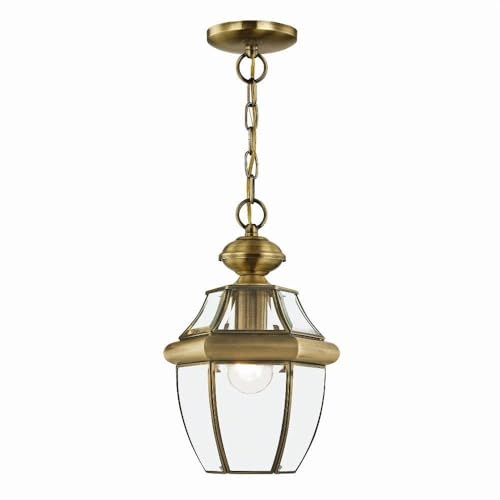Livex Lighting 2152-01 1-Light Outdoor Hanging Lantern, Antique Brass