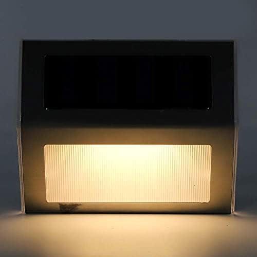 Walfront Solar Step Lights, LED Outdoor Stair Lights, Stainless Steel, Warm White, IP65 Waterproof, 4 LED, for | Lumora