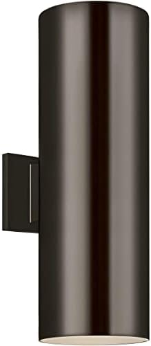 Sea Gull Lighting Generation 8313902-10 Contemporary Modern Two Light Wall Lantern from Seagull-Outdoor Cylinders Collection in Bronze/Dark Finish, Large