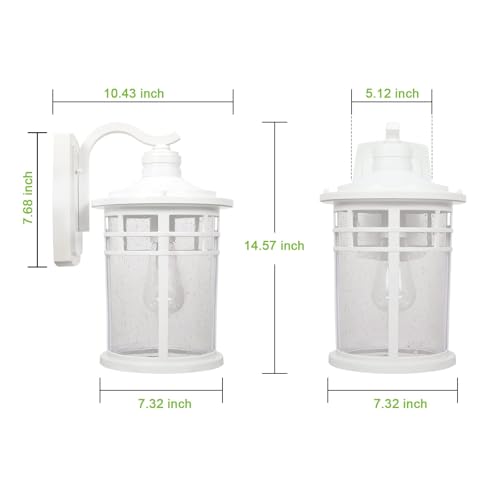 Darkaway 2 Pack Large Outdoor Porch Lights Wall Mount, 15inch Outdoor Light Fixtures Sconces Wall Lighting with Seeded Glass Exterior Lights for Patio Yard House Hallway Doorway Garage