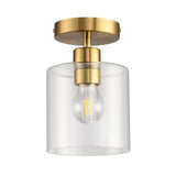 Modern Brass Semi Flush Mount Light Fixture for Entryway & Hallway, Gold Finish