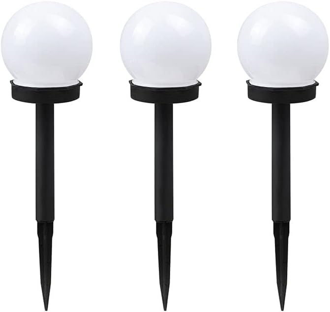 Solar Pathway Lights Outdoor, 3 Pack Solar White Globe Garden Lights, Waterproof Walkway Lighting Outdoor Garden Landscape Lawn Lanterns, Patio Yard Pathway Driveway Lights