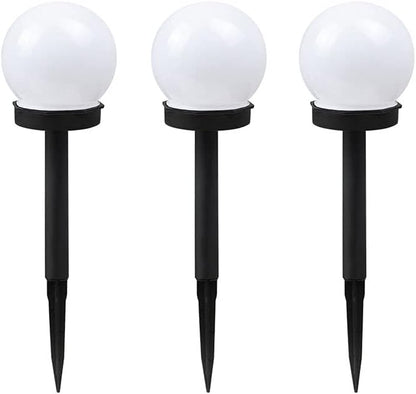 Solar Pathway Lights Outdoor, 3 Pack Solar White Globe Garden Lights, Waterproof Walkway Lighting Outdoor Garden Landscape Lawn Lanterns, Patio Yard Pathway Driveway Lights