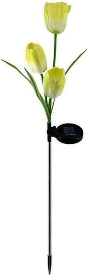 anso LED Solar Light Simulation Tulip Lawn Stake Lamps Outdoor Decor Garden DIY Path Light (Yellow)