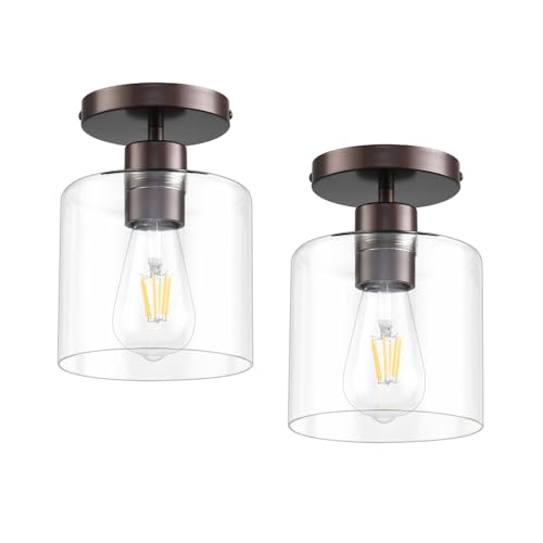Oil Rubbed Bronze Semi Flush Mount Ceiling Light, 2 Pack