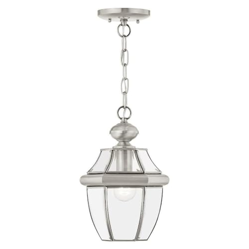 Livex Lighting 2152-91 1-Light Outdoor Hanging Lantern, Brushed Nickel