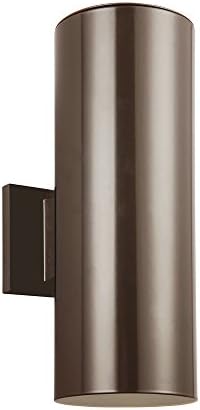 Sea Gull Lighting 8313802-10, Bullets Cast Aluminum Outdoor Wall Sconce Lighting, Bronze, small two light