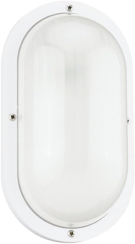 Sea Gull Lighting 8335-15 Bayside One-Light Outdoor Wall Lantern with Frosted Ribbed Polycarbonate Diffuser, White Finish
