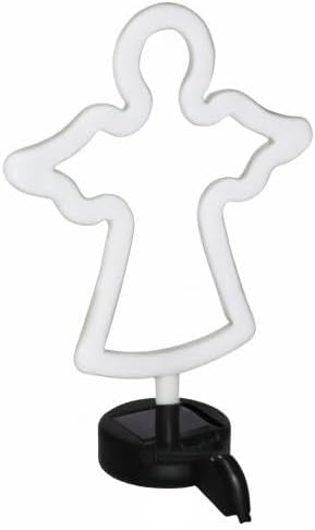 Exhart Garden Solar Lights, Decorative Angel Garden Stake, LED, Cute Yard and Pathway Decor, White Outline, 9.5 x 34.5 Inch