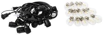 24-FT Waterproof LED String Lights -12 Hanging Sockets - Decorative Accent Light - Garden, Patio, Porch, Backyard, Yard, Cafe, Party, Christmas