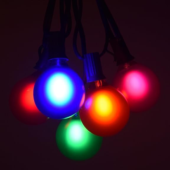 Hometown Evolution, Inc. G50 2" LED Assorted Colored Outdoor Globe String Lights (Black Wire, 25 ft)