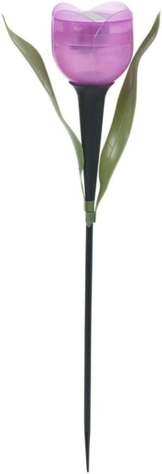 anso 6pcs Garden Tulip Flower Shape LED Solar Powered Lights Outdoor Yard Standing Decors (Purple)