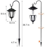 6 Pack Solar Flame Hanging Lights Outdoor, Halloween Solar Flickering Flame LED Garden Lanterns with 6 x 38 Inch Shepherd Hooks, Christmas Lighting for Lawn Patio Yard Pathway Driveway