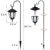 Dynaming 4 Pack Solar Halloween Flame Hanging Lights Outdoor, Flickering Flame LED Garden Lanterns with 4x38 Inch Shepherd Hooks, Landscape Lighting Waterproof for Lawn Yard Pathway Driveway, Purple