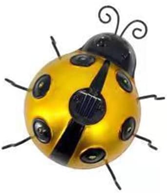 Solar Outdoor Garden Light with Solar Lamp Ladybug Garden Decoration Metal Waterproof LED Garden Light, Garden Statue Lawn Ornament for Outdoor Garden Walkway Decoration (Yellow)