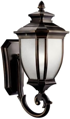Kichler Salisbury 24.25" 1 Light Outdoor Wall Light with White Linen Glass in Rubbed Bronze | Lumora