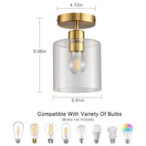 Brass Semi Flush Mount Ceiling Light,Gold Modern Fixture for Closet Hallway Entryway Light Fixture Ceiling Brass Finish 2 Pack