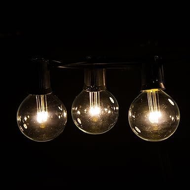 Hometown Evolution, Inc. G40 LED Warm White Outdoor Patio String Lights with 0.6 Watt Bulbs (G40 LED 3 Diode | Lumora