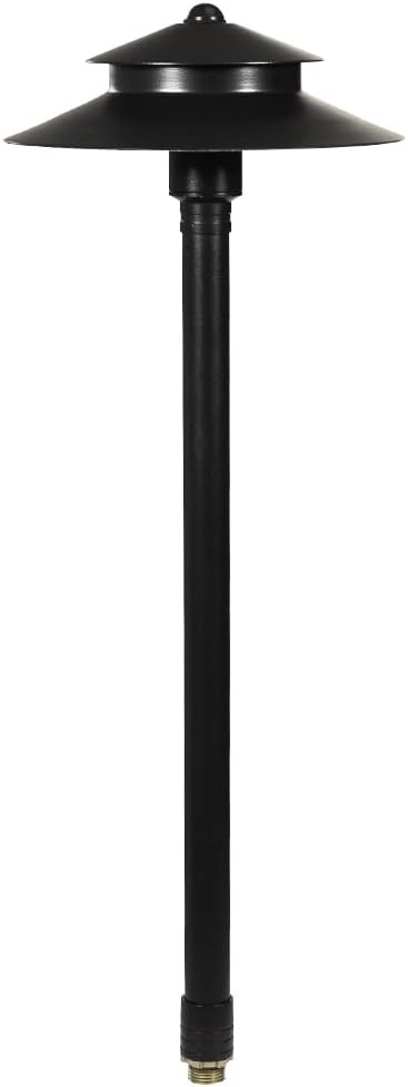VOLT Stratum Black Brass Two-Tier Path & Area Light (9" Shade, 25" Tall) for Low Voltage Landscape Lighting on | Lumora