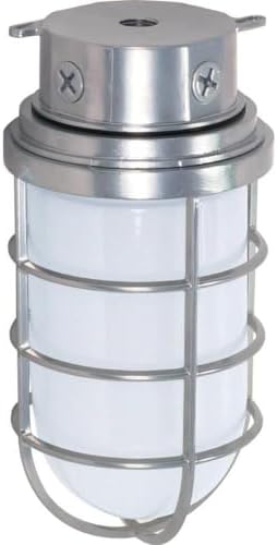 Nuvo Lighting SF76/626 Industrial Style Large Heavy Duty Aluminum Durable Outdoor Close to Ceiling Porch and Patio Light with Frosted Glass, Metallic Silver