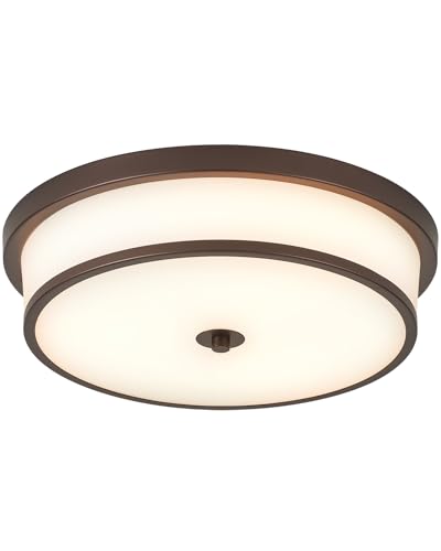 16 inch Flush Mount Ceiling Light, 3-Light Close to Ceiling Light Fixtures with Oil Rubbed Bronze Finish for Livingroom Bedroom Kitchen Diningroom(Oil Rubbed Bronze)