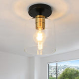 Black Brass Semi Flush Mount Ceiling Light,1 Pack Ceiling Light Fixture