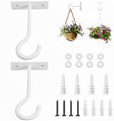 2Pack 4Inch Ceiling Hooks for Hanging Plant, Wall Hanger Plant Holder White