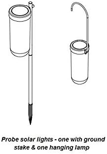Mooni Solar Garden Lighting - Solar Probe Path Light - Set of Two (2) Lights - one Ground Lamp & one Hanging Lamp