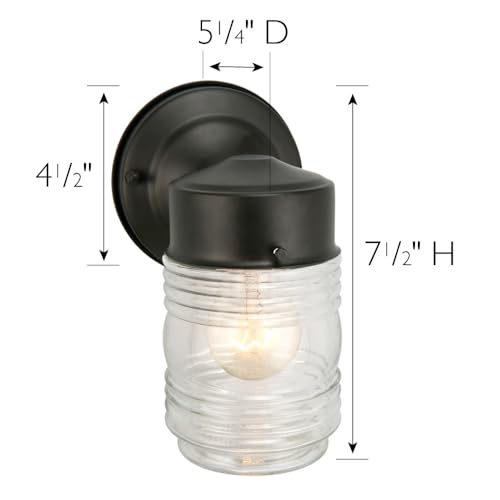 Design House 2-Pack Jelly Jar Wall Light, Indoor or Outdoor, Clear Glass, Matte Black, 590232
