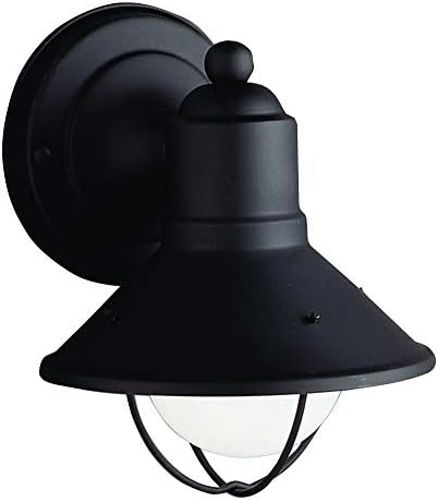 Kichler Seaside 7.5" 1 Light Outdoor Wall Light with Glass Globe Black | Lumora