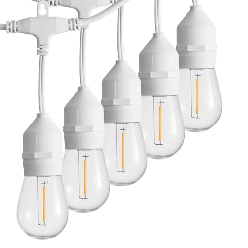 SUNTHIN 105FT White Outdoor String Lights, 34 1W LED Bulbs