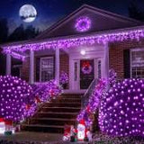 JMEXSUSS 360 LED Purple Halloween Lights, Plug in