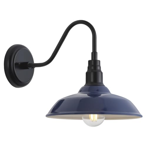 10in Outdoor Barn Light Gooseneck Outdoor Light Fixture, Midnight Blue Exterior Farmhouse Lights, Goose Neck Porch Wall Lighting Sconce for House, Garage, Doorway