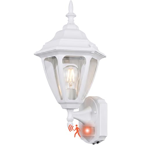 18.5"Large Outdoor Motion Sensor Porch Light Dusk to Dawn Wall Light White