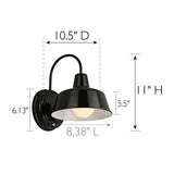 Design House Mason Farmhouse Gooseneck Barn Light, Outdoor Exterior Porch or Patio Wall Light Fixture, Satin Black, 8 Inch Diameter, 1-Pack, 579367