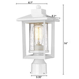 Outdoor Post Lights, Exterior Post Lantern, Outdoor Post Lamp, Pathway Post Lighting Fixture with Seeded Glass, Pillar Light in White Finish, Van-P WH