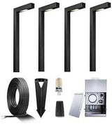 Gardenreet 12V Brass Landscape Black Path Lighting Kit (4 Pack Path Lights) with 75W Low Voltage Transformer and | Lumora