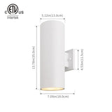 mirrea 14" Modern Outdoor Porch Light in 2 Lights, Matte White, 2 Pack