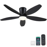 Surtime 48" Ceiling Fans with Lights-Low Profile Ceiling Fan with Light and Remote/APP Control, Black Flush Mount Ceiling Fans,DC Reversible,LED Dimmable