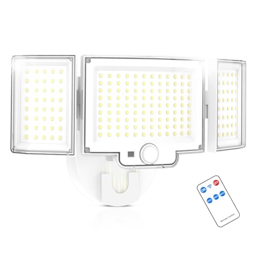 Motion Sensor Outdoor Lights with Remote, 4200LM LED Security Light, White