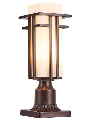 Oil Rubbed Bronze Outdoor Post Lights,Waterproof Pole Mount Light Fixture with Pier Mount Adapter(with 3-Inch Pier Mount Base), Exterior Lamp Post Lantern Head for Yard,Garden Backyard and Porch
