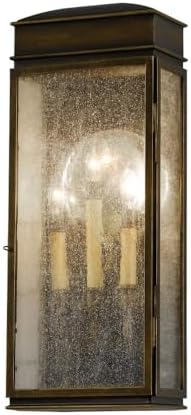 Feiss OL7402ASTB Whitaker Outdoor Patio Lighting Wall Lantern, Bronze, 3-Light (9"W x 23"H) 180watts