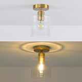 Brass Semi Flush Mount Ceiling Light,Gold Modern Fixture for Closet Hallway Entryway Light Fixture Ceiling Brass Finish 2 Pack