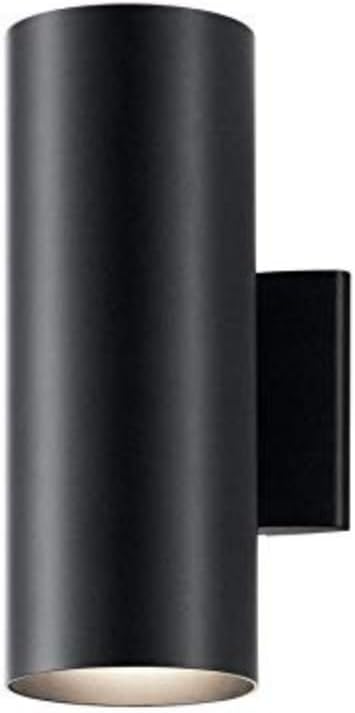 Kichler Cylinders 12" Outdoor Wall Sconce in Black, 2-Light Exterior Wall Light, Cylinder Fixture, (12" H x 5" W) | Lumora