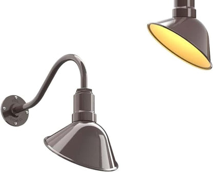 Steel Lighting Co. Venice Store Sign Light | for Outdoor Restaurant Accent Wall | 9 inch Dome | 16" Gooseneck | Made in America | Dark Bronze Exterior/Brass Interior