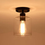 Black Modern Semi Flush Mount Ceiling Light,Rustic Ceiling Light Fixture for Closet Hallway Entryway,Matte Black Finish (1 Pack)