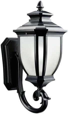 Kichler Salisbury 19.25" 1 Light Outdoor Wall Light with White Linen Glass in Black